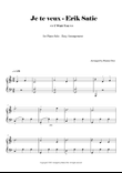 Je te veux (I want you) by Erik Satie [for Piano solo - Easy Level]