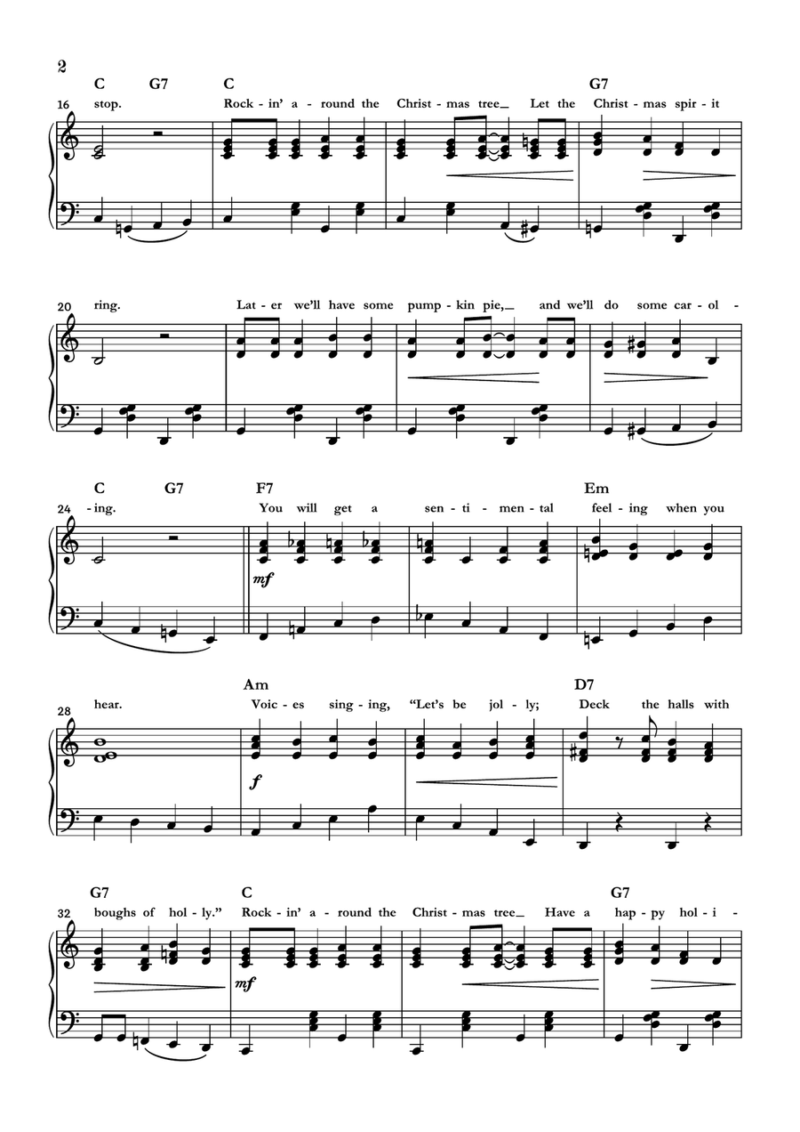 Rockin' Around The Christmas Tree Piano Solo scores gallery preview page 2