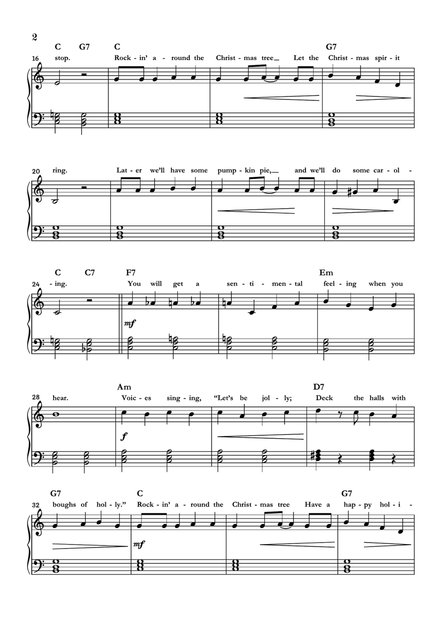 Rockin' Around The Christmas Tree Easy Piano scores gallery preview page 2