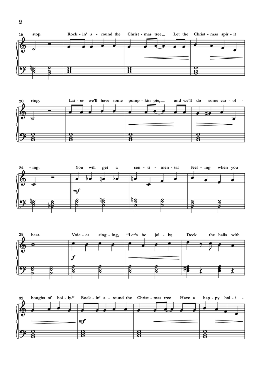 Rockin' Around The Christmas Tree Easy Piano scores gallery preview page 2