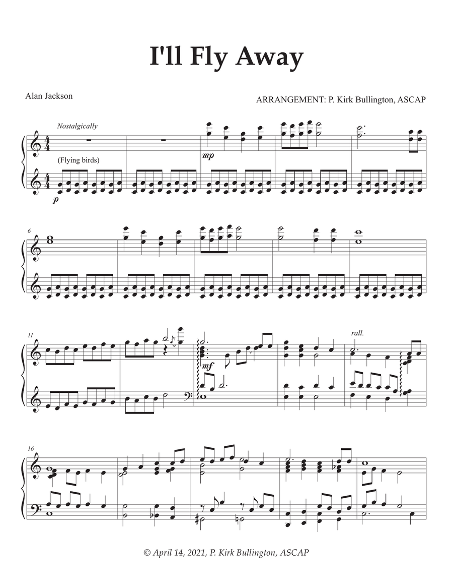 I'll Fly Away I'll Fly Away Piano Solo scores gallery preview page 1