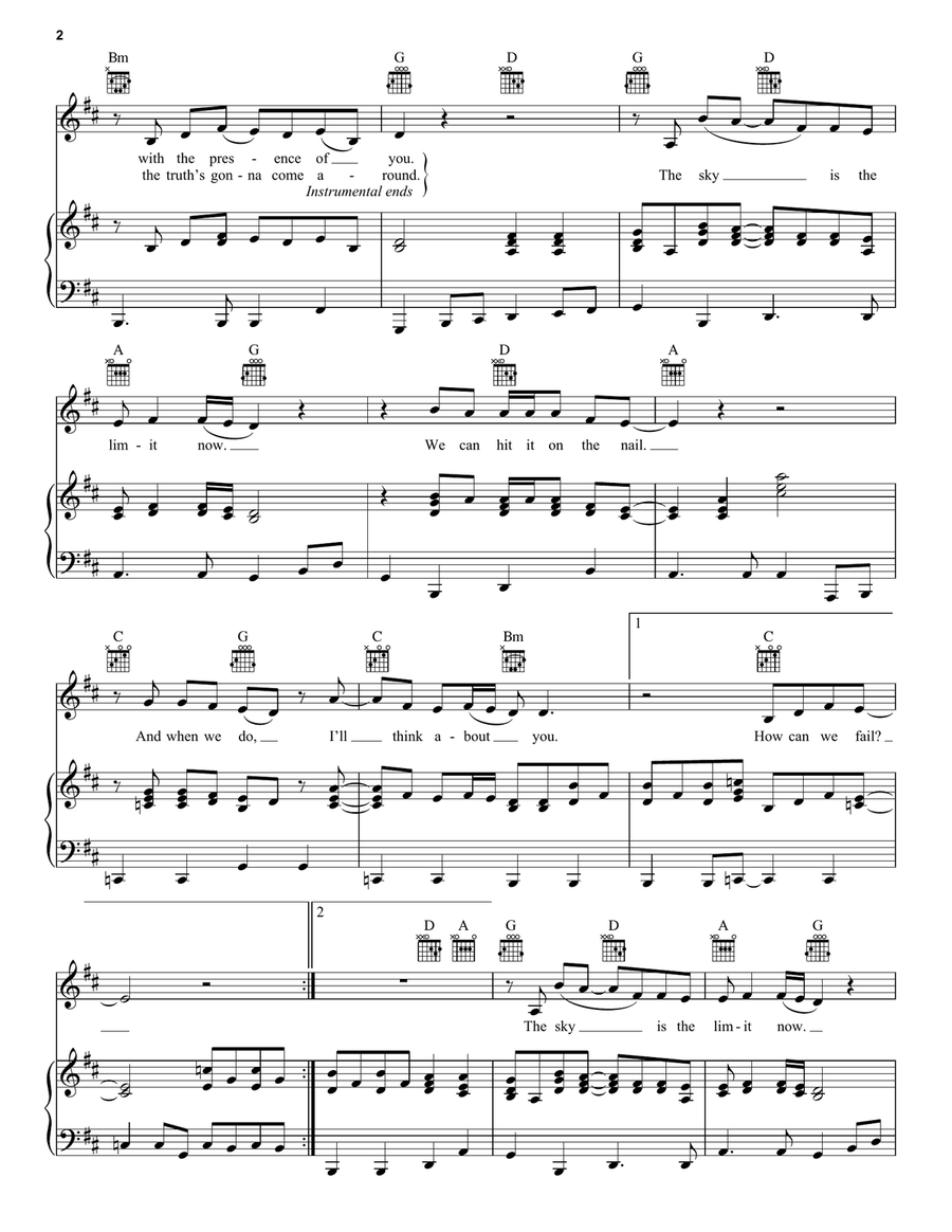 Skies The Limit Skies The Limit Piano, Vocal, Guitar scores gallery preview page 2