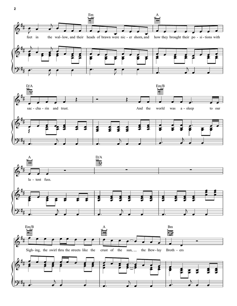 The Bewlay Brothers The Bewlay Brothers Piano, Vocal, Guitar scores gallery preview page 2