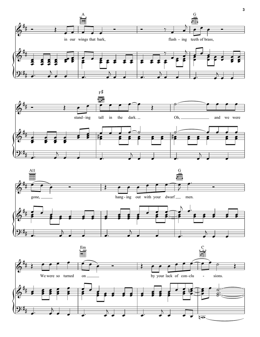 The Bewlay Brothers The Bewlay Brothers Piano, Vocal, Guitar scores gallery preview page 3