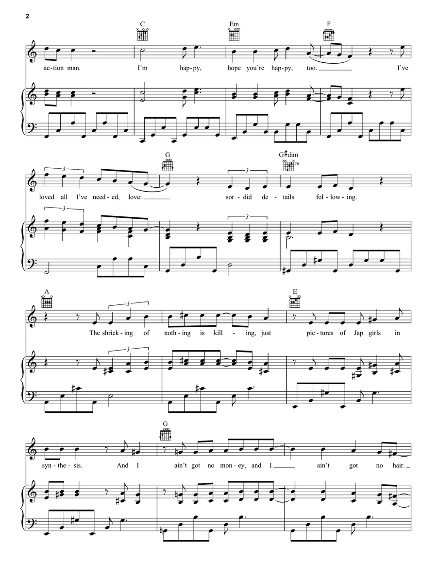 Ashes To Ashes Ashes To Ashes Piano, Vocal, Guitar scores gallery preview page 2