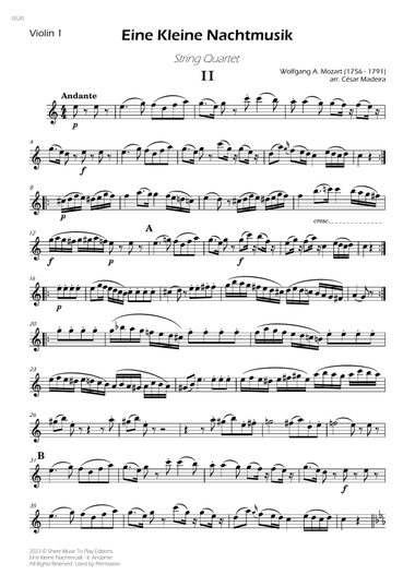 Eine Kleine Nachtmusik (2 mov.) - String Quartet (Individual Parts)