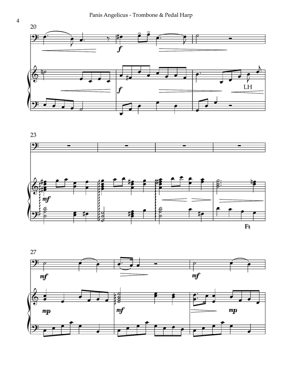 Panis Angelicus, Duet for Trumpet & Pedal Harp Trombone scores gallery preview page 4