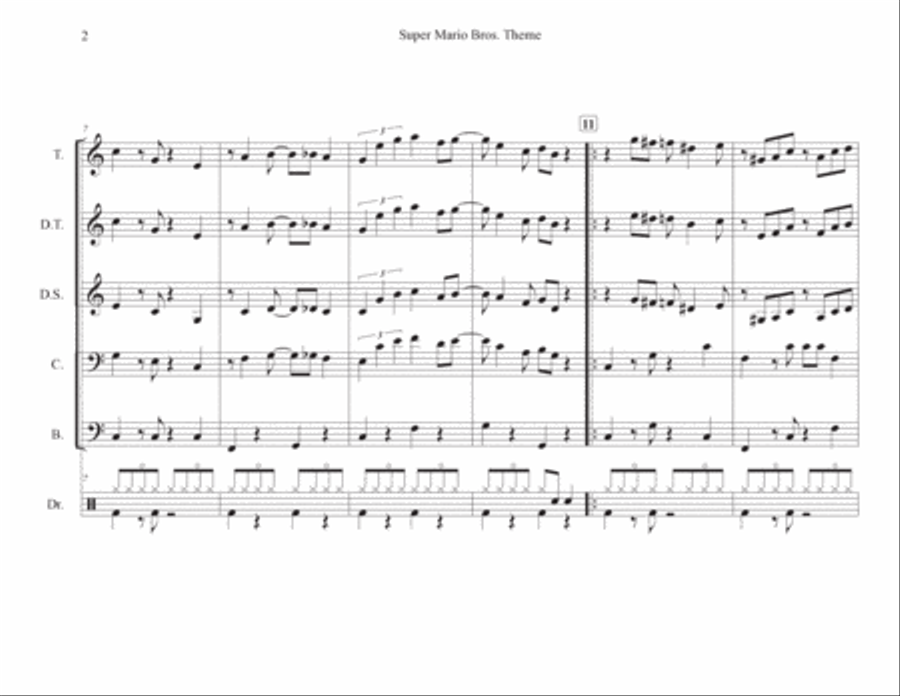 Super Mario Bros Theme Steel Drum Band scores gallery preview page 2