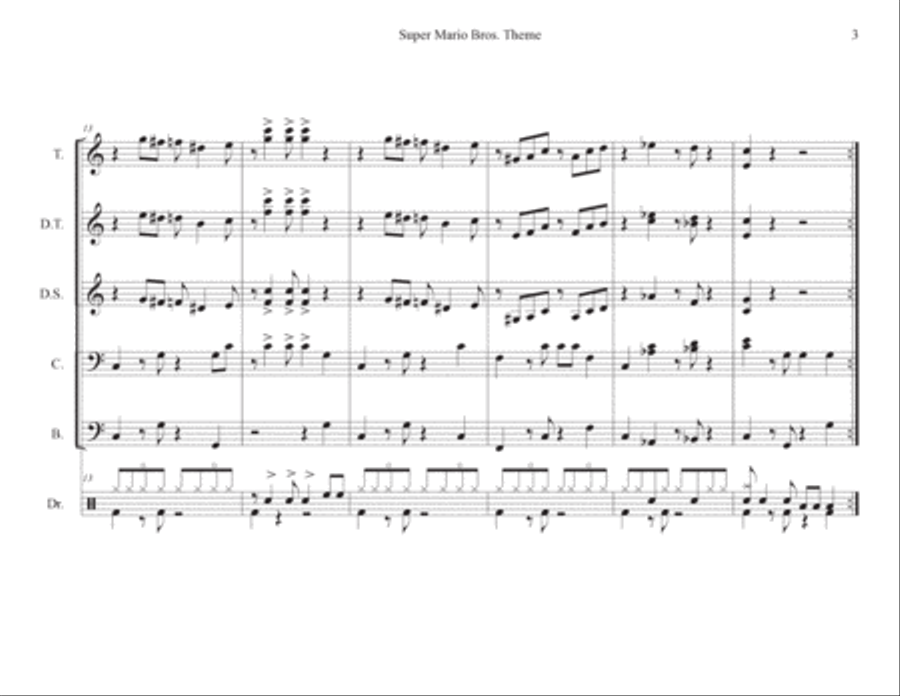 Super Mario Bros Theme Steel Drum Band scores gallery preview page 3