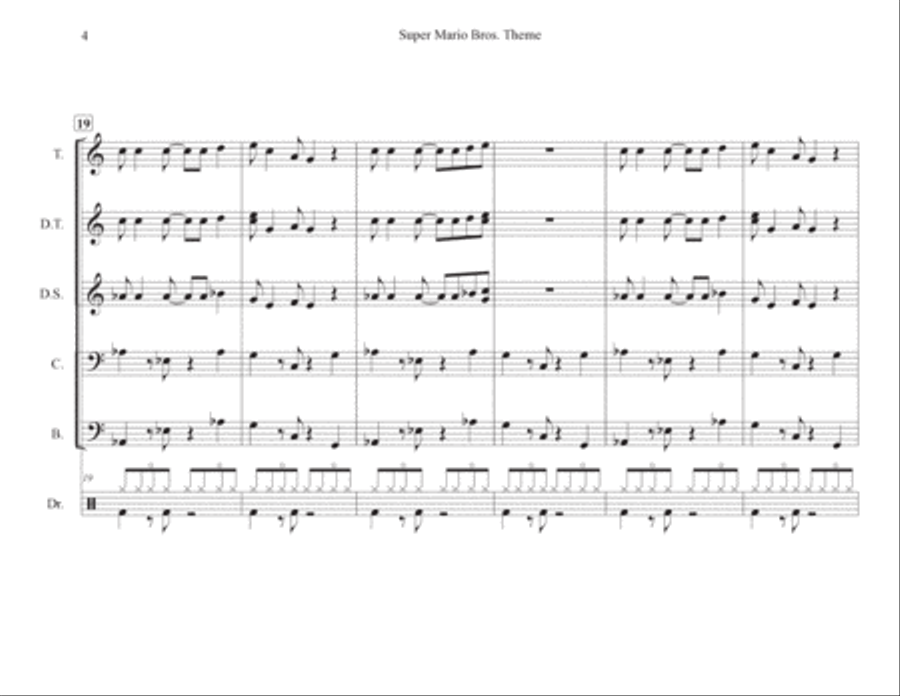 Super Mario Bros Theme Steel Drum Band scores gallery preview page 4