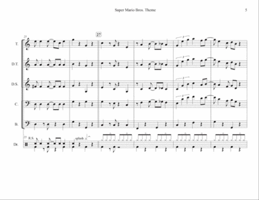 Super Mario Bros Theme Steel Drum Band scores gallery preview page 5