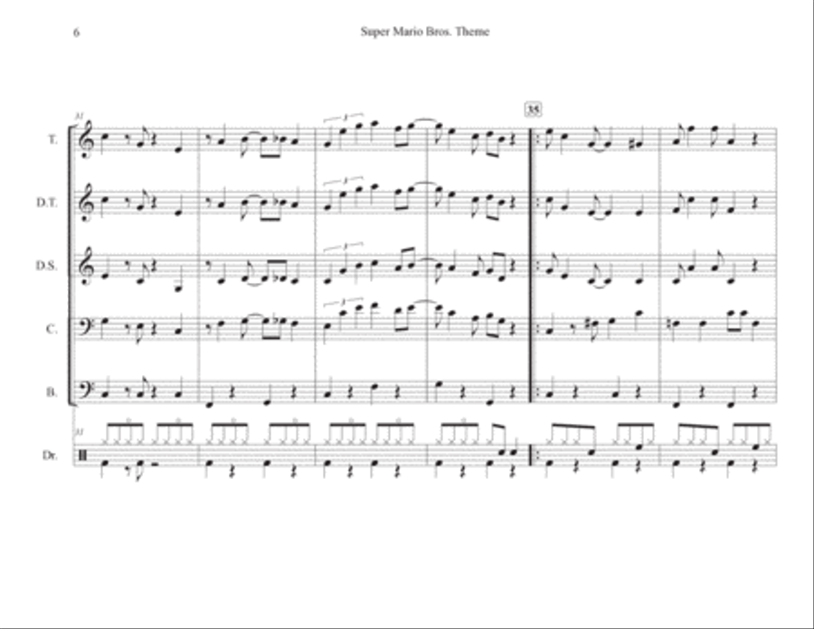 Super Mario Bros Theme Steel Drum Band scores gallery preview page 6