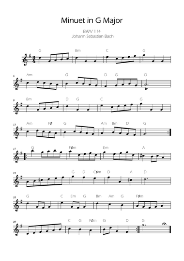 Bach Minuet in G major for Flute