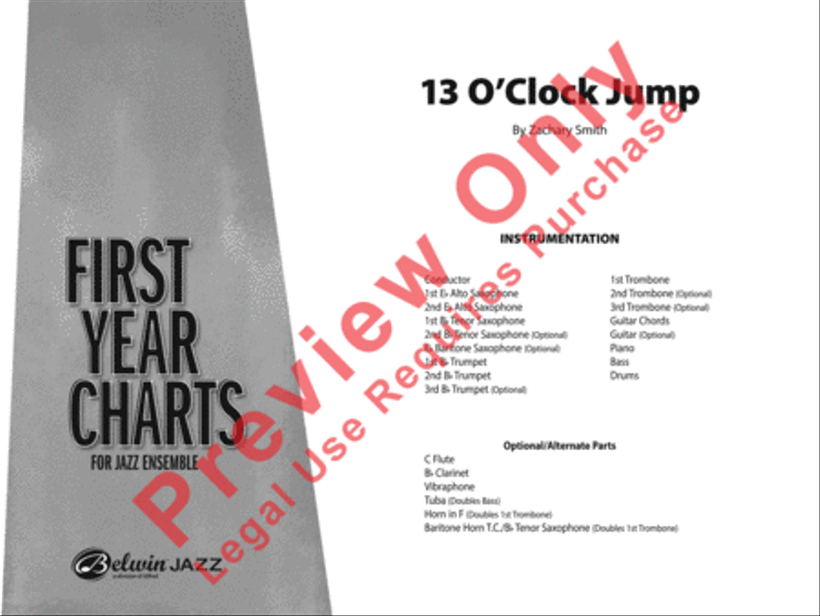 13 O'Clock Jump 13 O'Clock Jump Jazz Ensemble scores gallery preview page 2