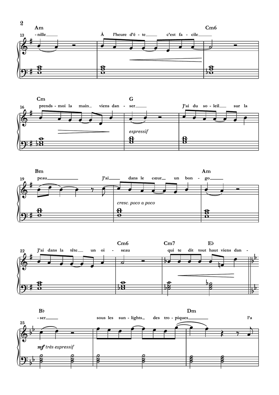 Les Sunlights Des Tropiques Easy Piano scores gallery preview page 2