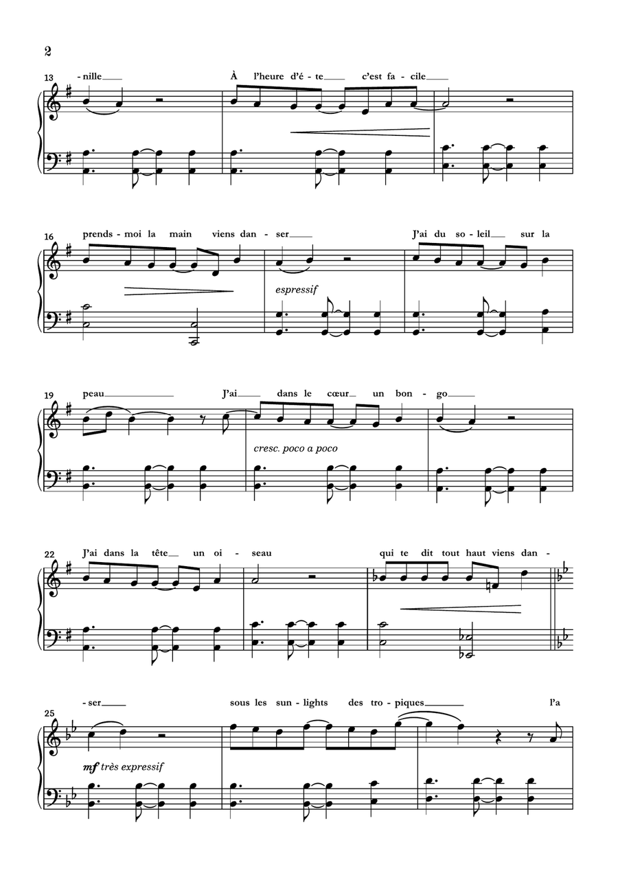Les Sunlights Des Tropiques Piano Solo scores gallery preview page 2