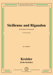 Kreisler-Sicilienne and Rigaudon,for Viola and Piano