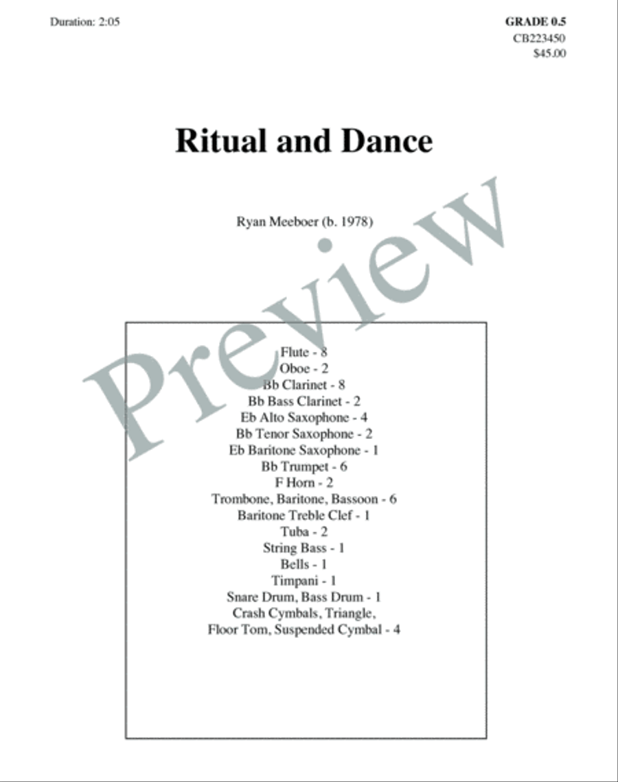 Ritual and Dance Ritual and Dance Concert Band scores gallery preview page 2