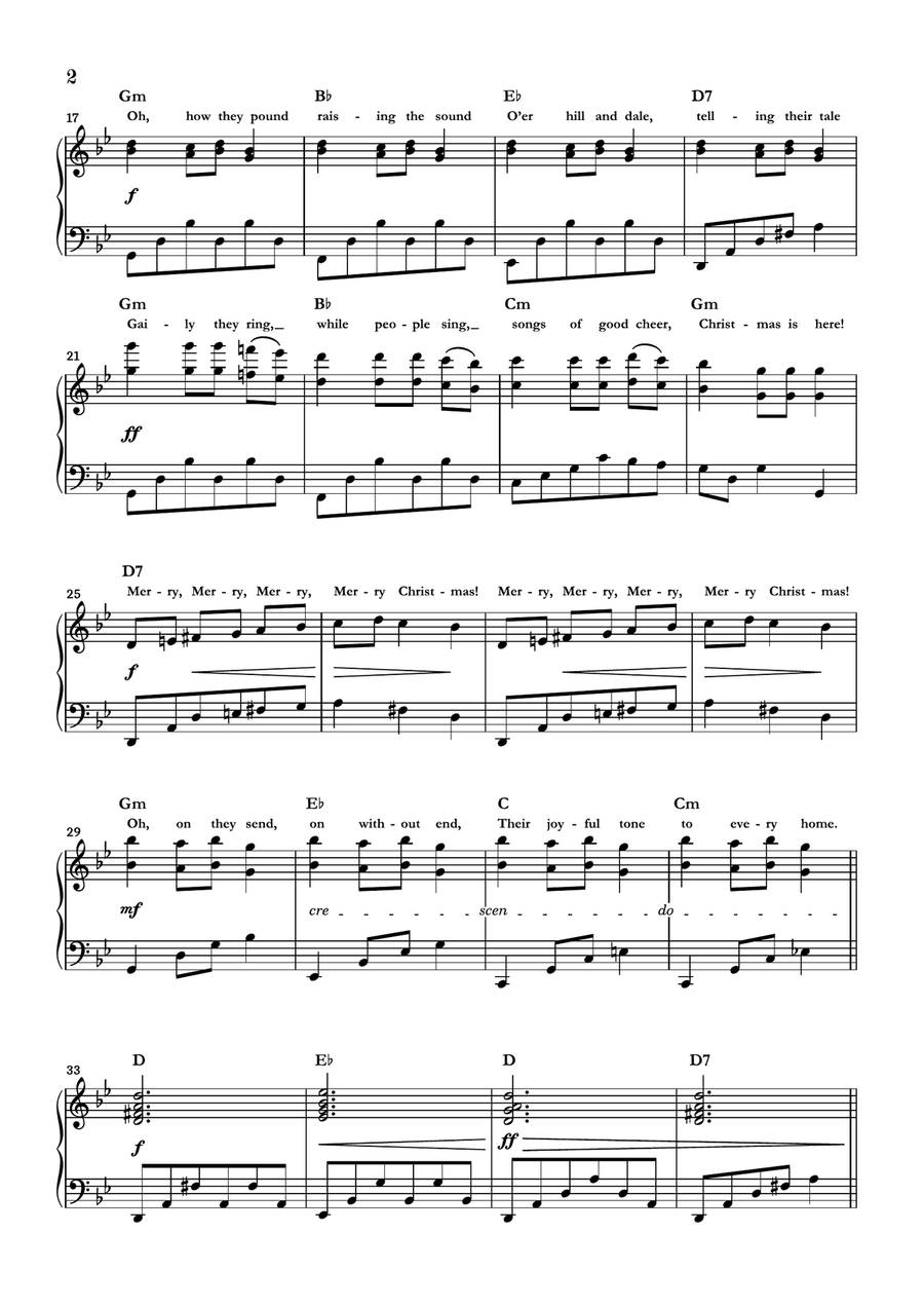 Carol Of The Bells Piano Solo scores gallery preview page 2