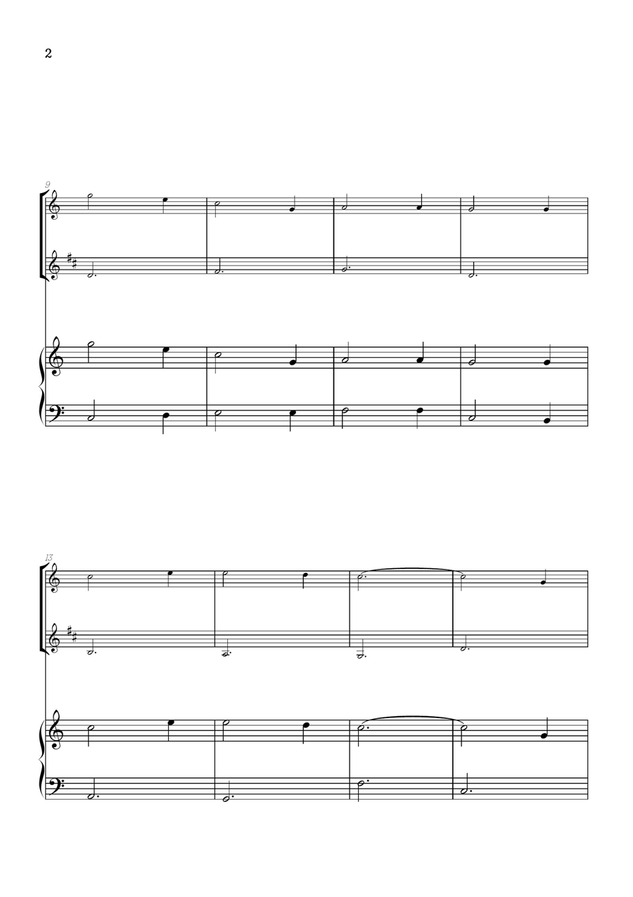 Amazing Grace • super easy flute and clarinet sheet music with piano accompaniment Woodwind Duet scores gallery preview page 2