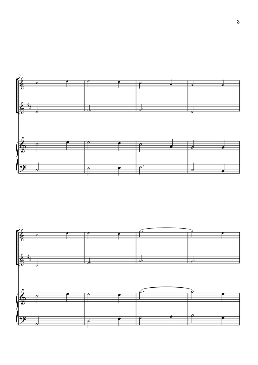 Amazing Grace • super easy flute and clarinet sheet music with piano accompaniment Woodwind Duet scores gallery preview page 3