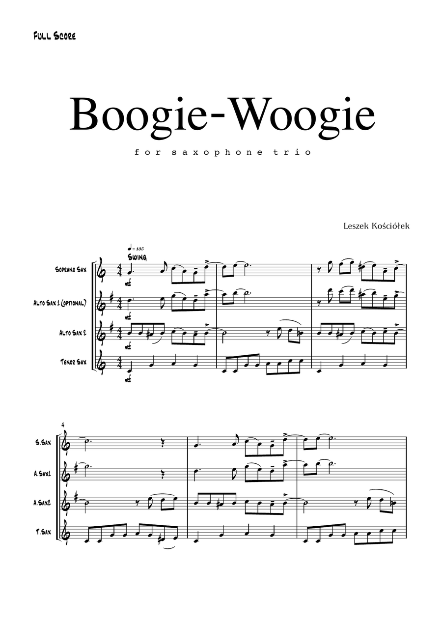 Boogie-Woogie (saxophone trio) Woodwind Trio scores gallery preview page 4