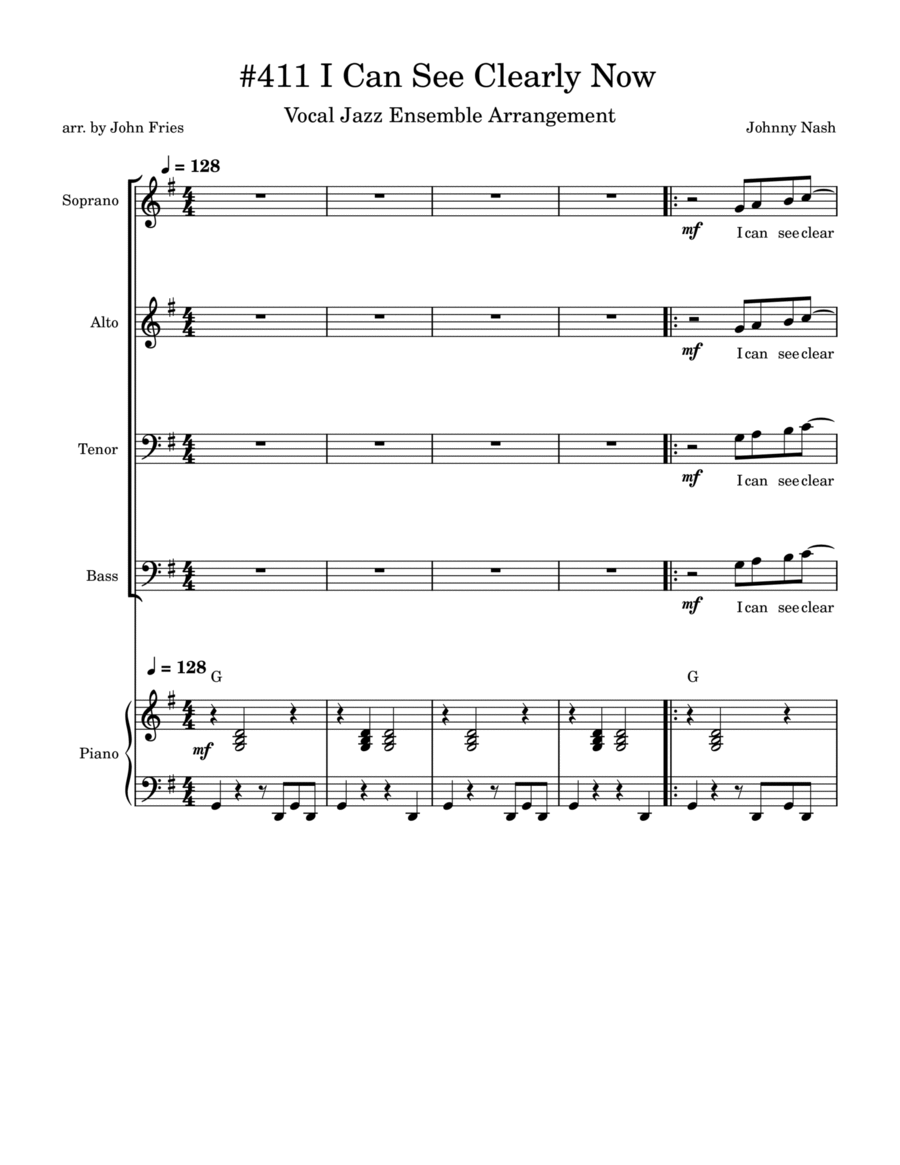 I Can See It Clearly Now Alpha Waves 4-Part scores gallery preview page 1