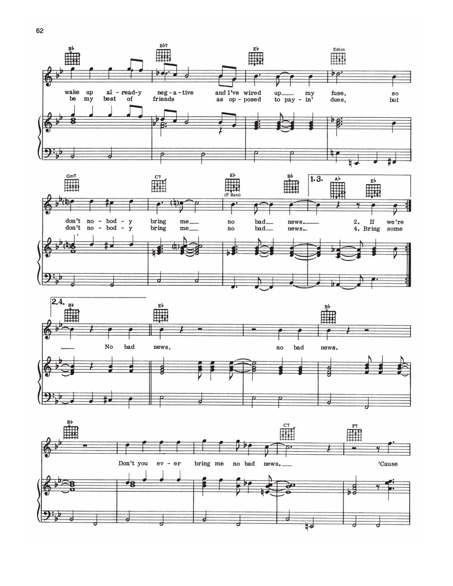Don't Nobody Bring Me No Bad News (from The Wiz) Piano, Vocal, Guitar scores gallery preview page 2