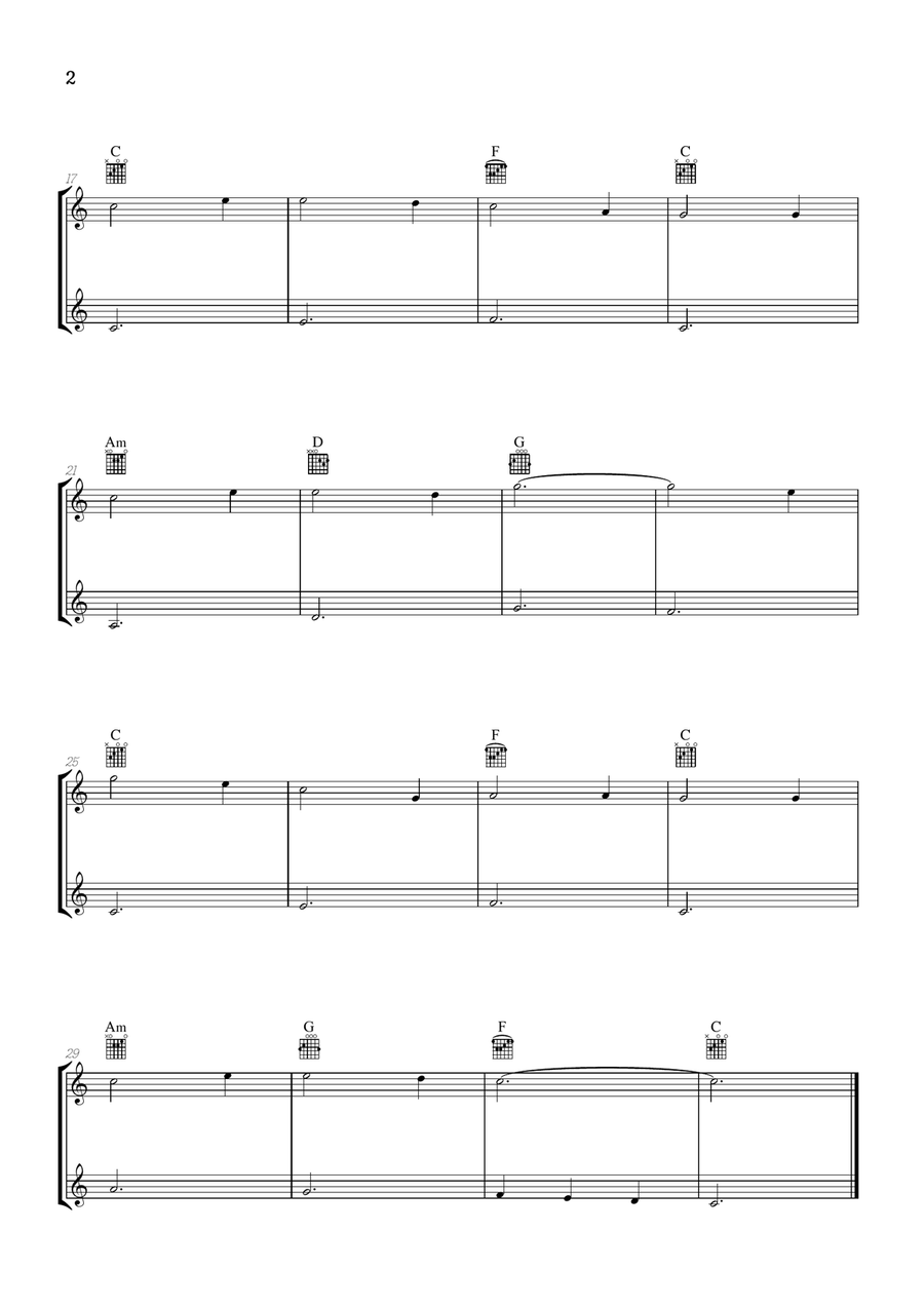 Amazing Grace • super easy acoustic guitar duet sheet music with chords Acoustic Guitar scores gallery preview page 2