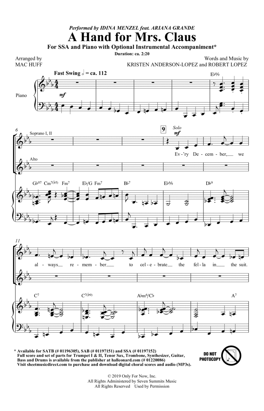 A Hand For Mrs. Claus (arr. Mac Huff) SSA scores gallery preview page 1