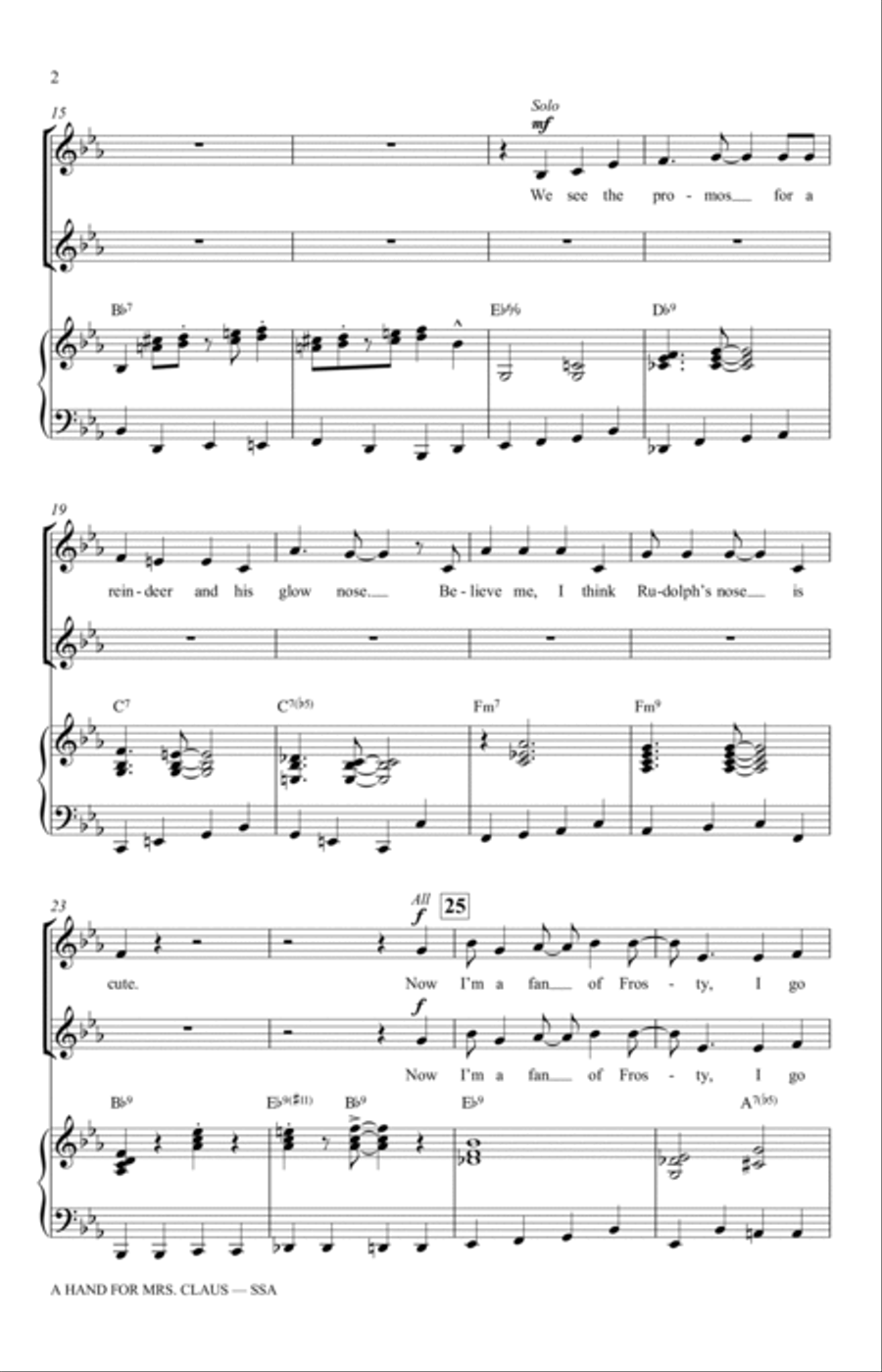 A Hand For Mrs. Claus (arr. Mac Huff) SSA scores gallery preview page 2