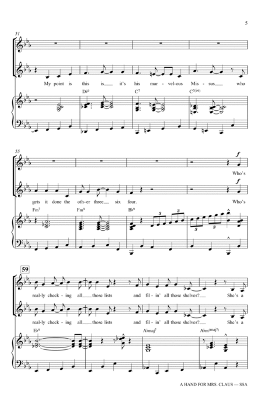 A Hand For Mrs. Claus (arr. Mac Huff) SSA scores gallery preview page 5