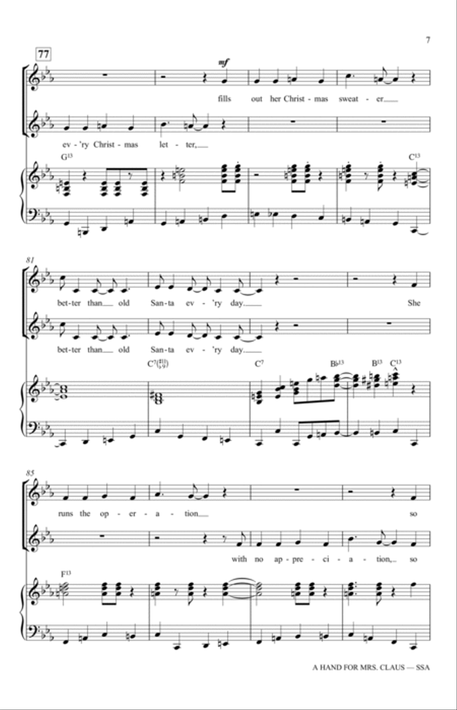 A Hand For Mrs. Claus (arr. Mac Huff) SSA scores gallery preview page 7