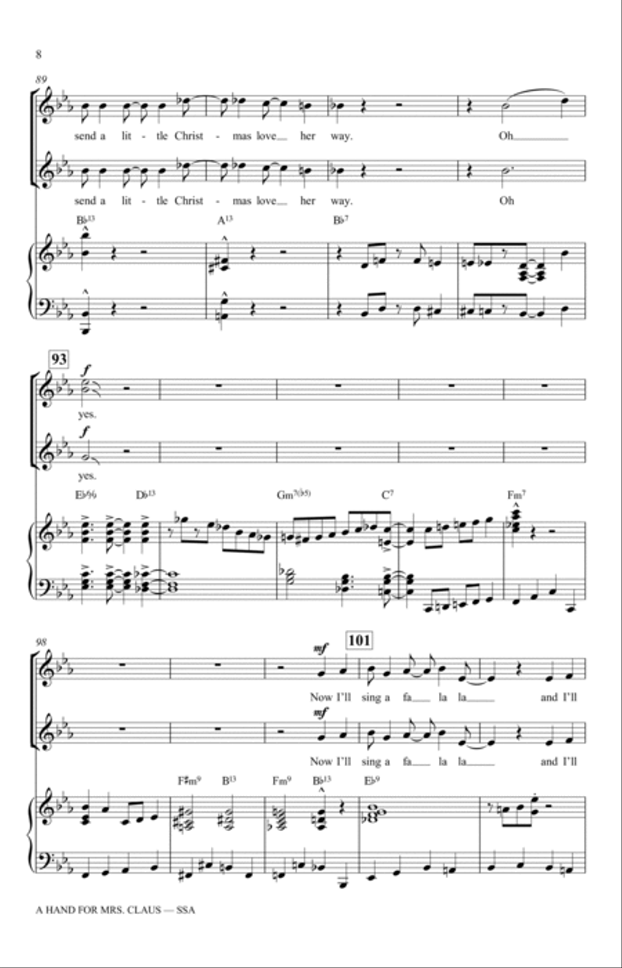 A Hand For Mrs. Claus (arr. Mac Huff) SSA scores gallery preview page 8
