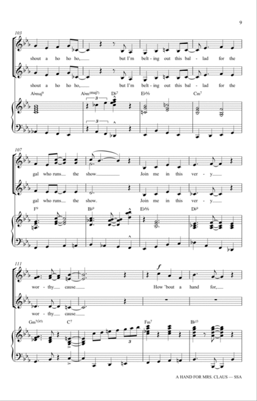 A Hand For Mrs. Claus (arr. Mac Huff) SSA scores gallery preview page 9