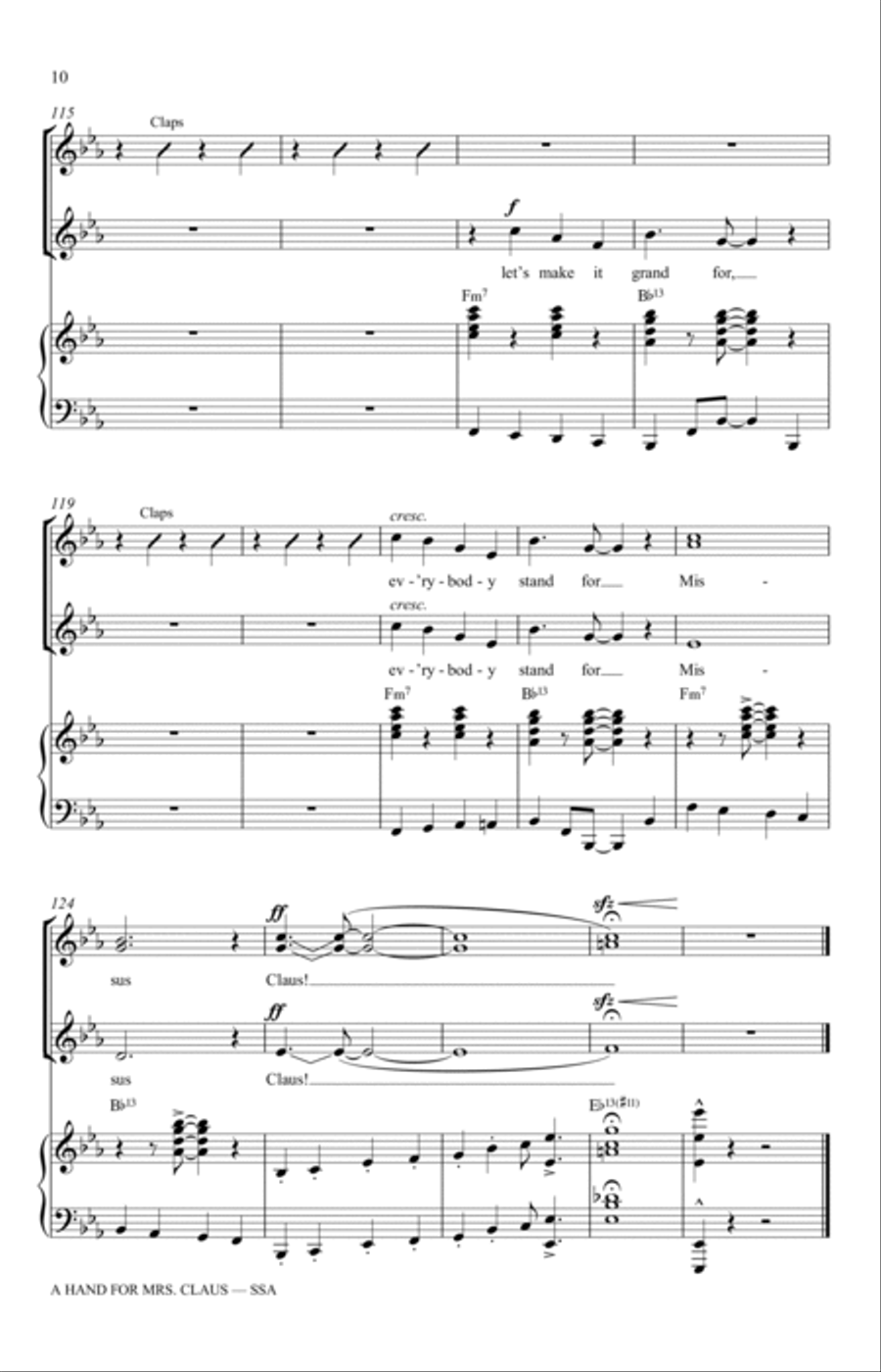 A Hand For Mrs. Claus (arr. Mac Huff) SSA scores gallery preview page 10