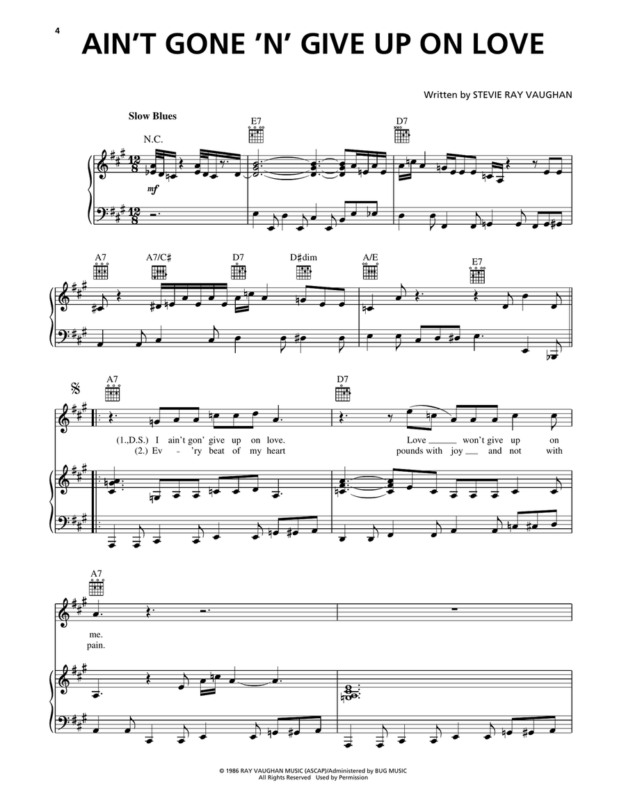 Ain't Gone 'n' Give Up On Love Piano, Vocal, Guitar scores gallery preview page 1