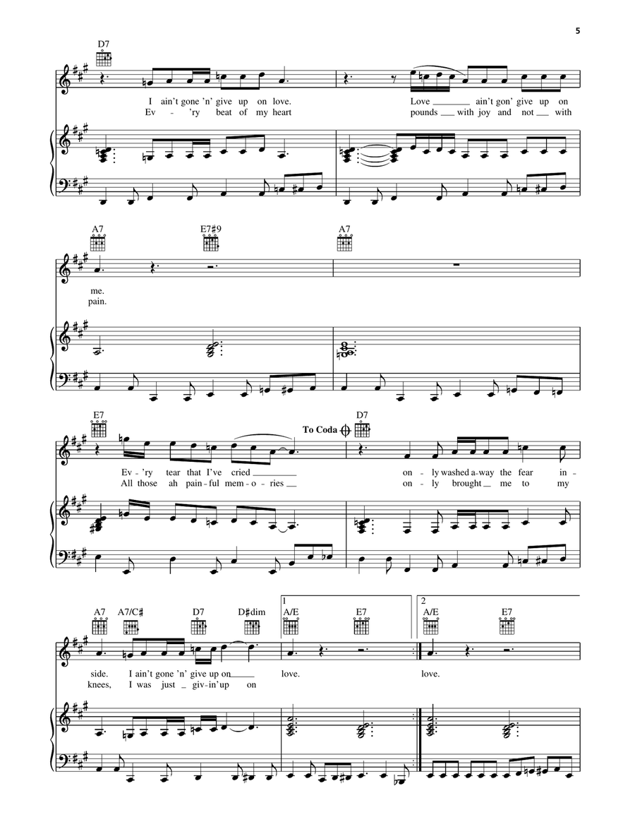 Ain't Gone 'n' Give Up On Love Piano, Vocal, Guitar scores gallery preview page 2