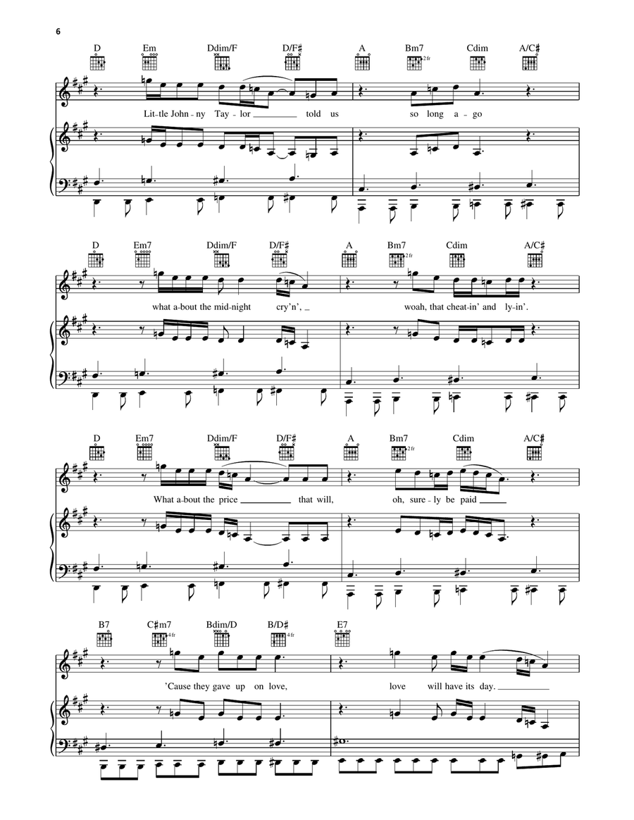 Ain't Gone 'n' Give Up On Love Piano, Vocal, Guitar scores gallery preview page 3