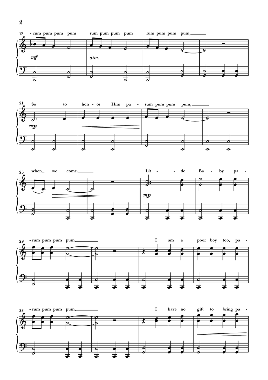 The Little Drummer Boy Piano Solo scores gallery preview page 2