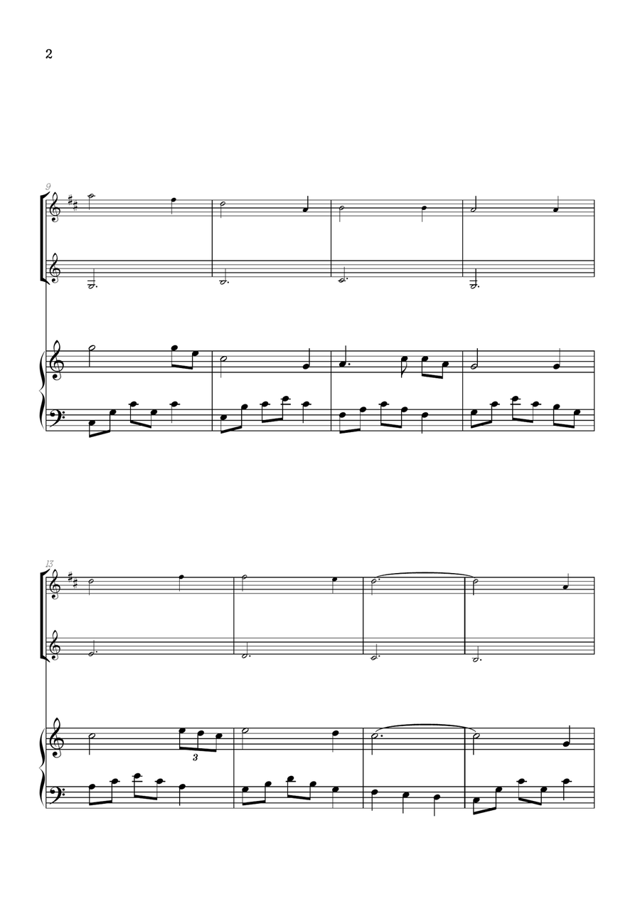 Amazing Grace • super easy trumpet and french horn sheet music with intermediate piano accompaniment Brass Duet scores gallery preview page 2