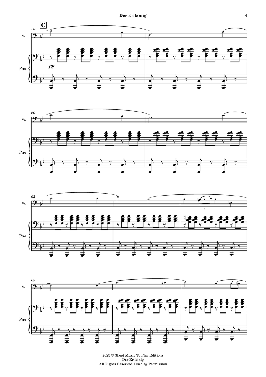 Der Erlkönig by Schubert - Cello and Piano (Full Score) Piano scores gallery preview page 5