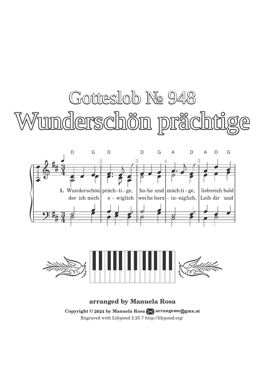 Wunderschön prächtige (Gotteslob 948) Piano Method scores gallery preview page 2