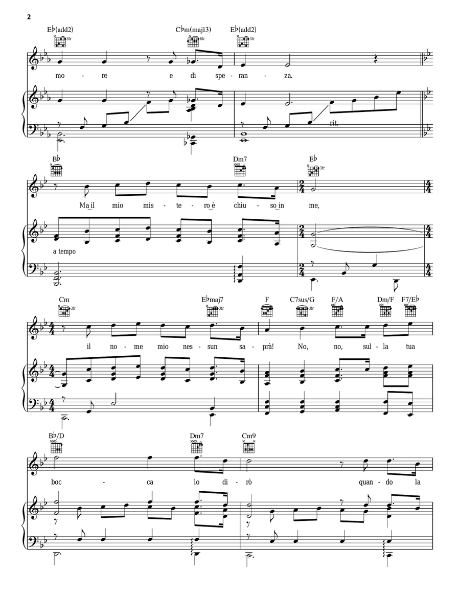 Nessun Dorma Nessun Dorma Piano, Vocal, Guitar scores gallery preview page 2