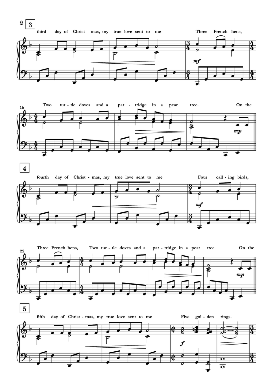 The Twelve Days of Christmas Piano Solo scores gallery preview page 2