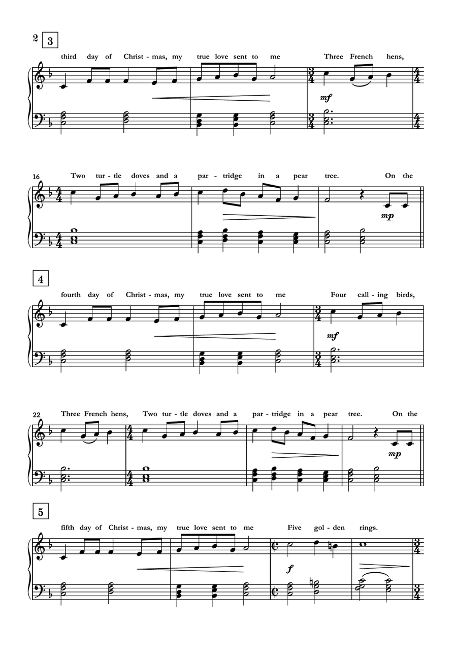 The Twelve Days of Christmas Easy Piano scores gallery preview page 2