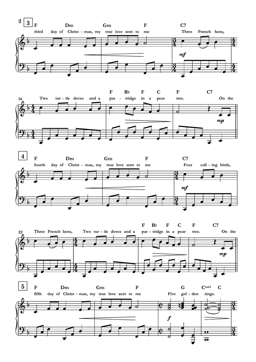 The Twelve Days of Christmas Piano Solo scores gallery preview page 2