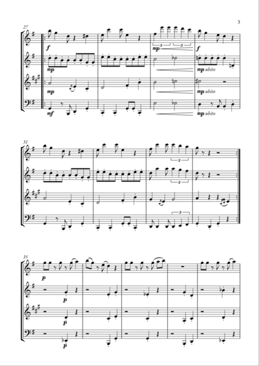 Super Mario Bros Theme Woodwind Quartet scores gallery preview page 3