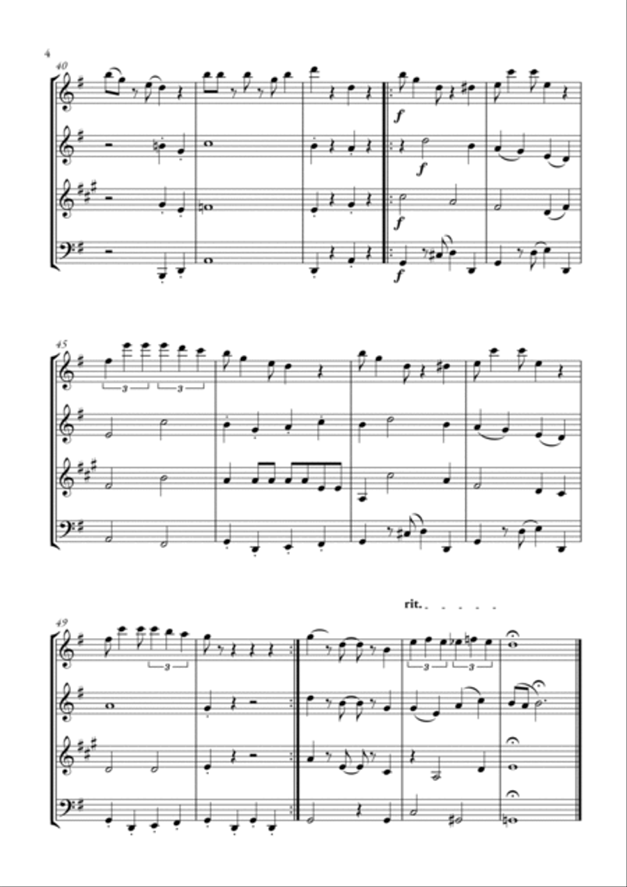 Super Mario Bros Theme Woodwind Quartet scores gallery preview page 4