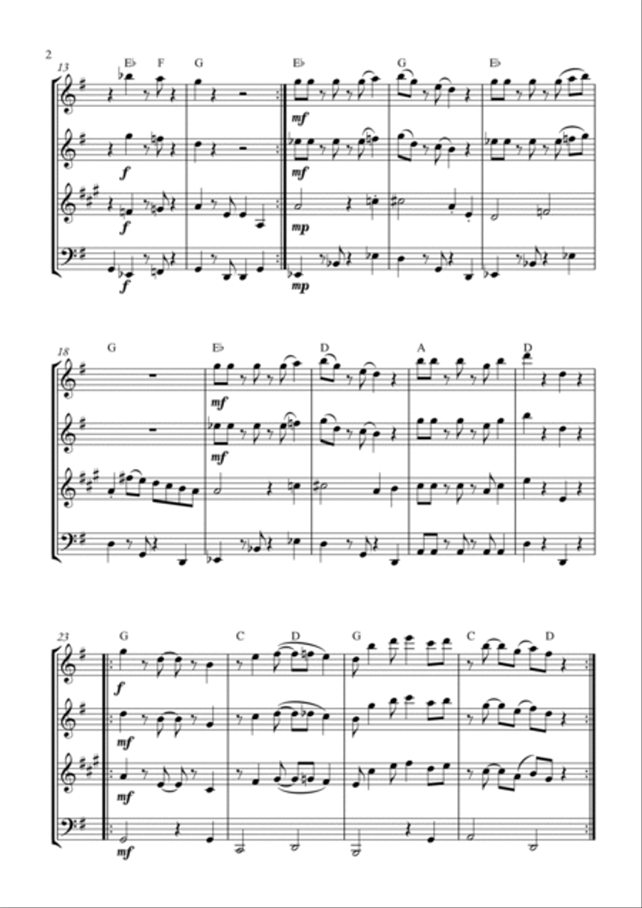 Super Mario Bros Theme Woodwind Quartet scores gallery preview page 2